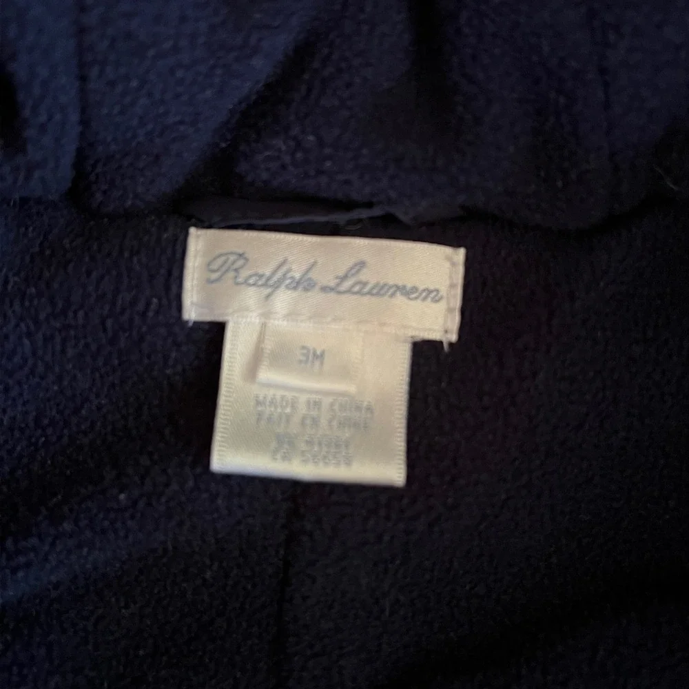 Ralph Lauren Navy Blue Quilted Bunting Snowsuit Hooded Fleece Lined 3M Infant